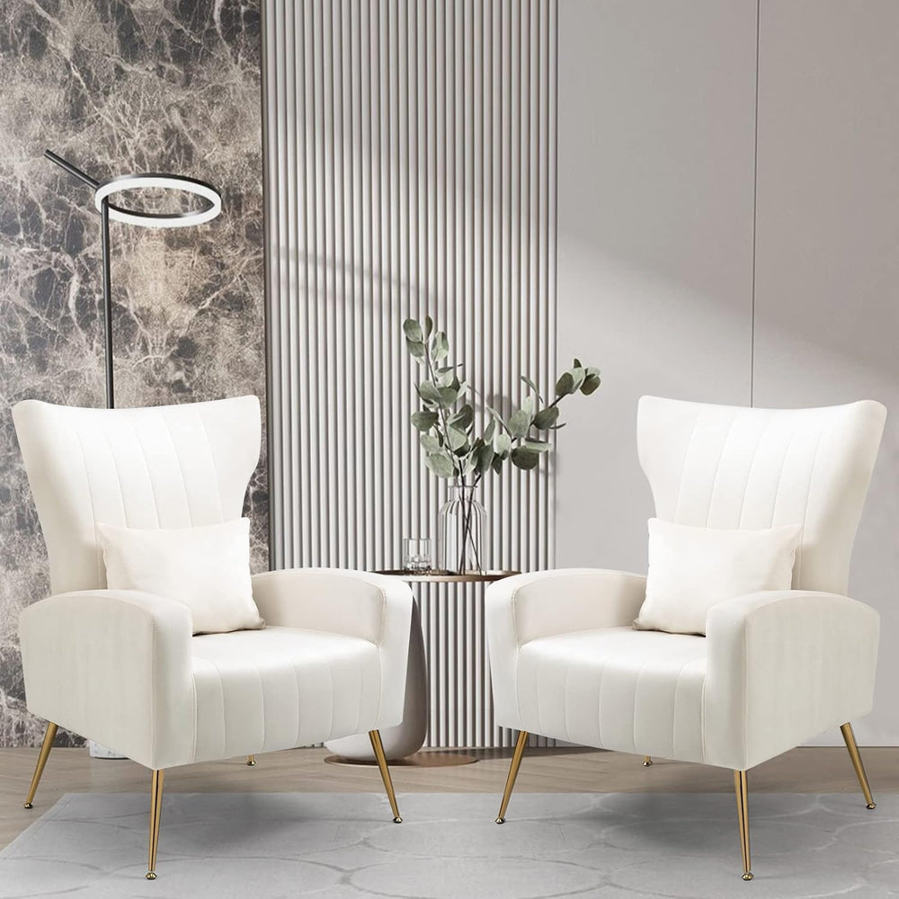 Velvet Accent Chair for Living Room Bedroom, Modern Arm Chair with Wingback &...