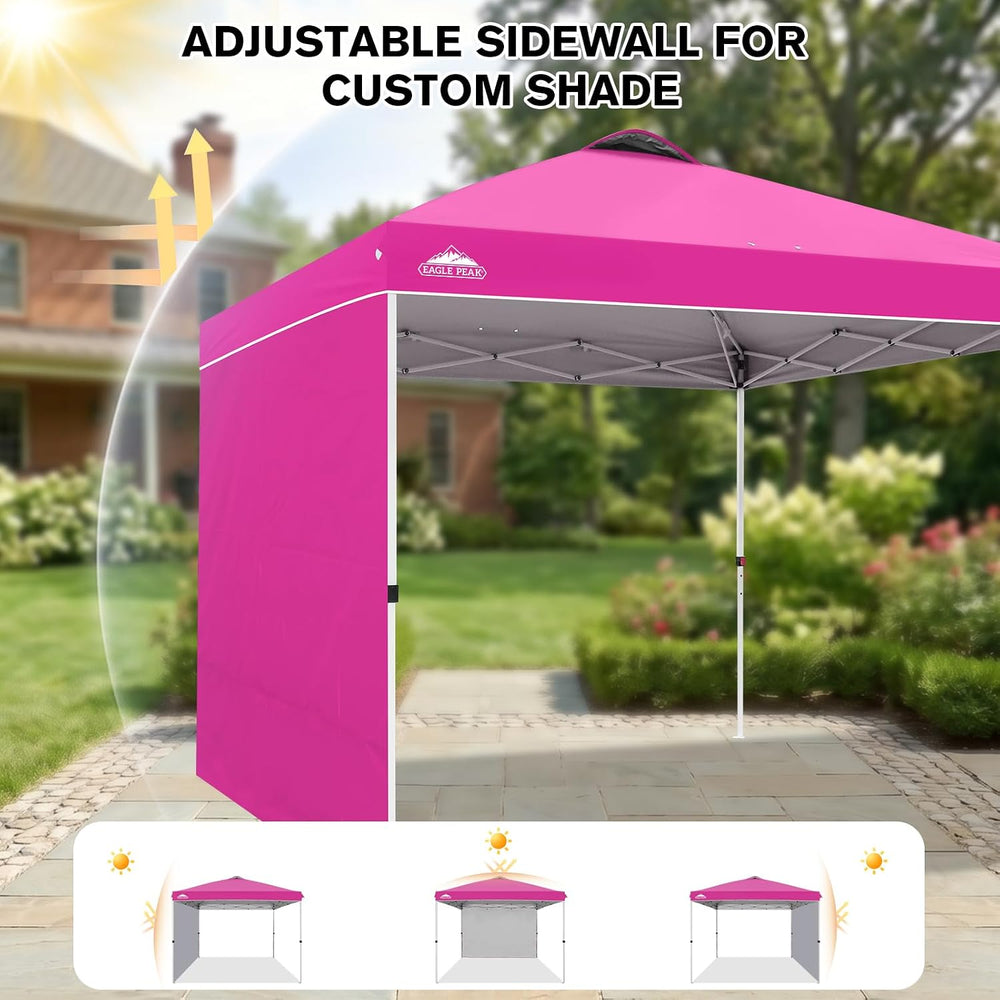 EAGLE PEAK 10x10 Pop Up Canopy Tent with 1 Sidewall, Pink