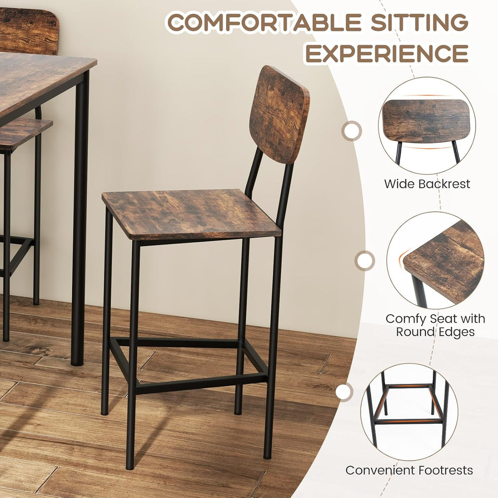 Giantex 5-Piece Dining Table Set W/Counter Height Table & 4 Bar Stools, I...