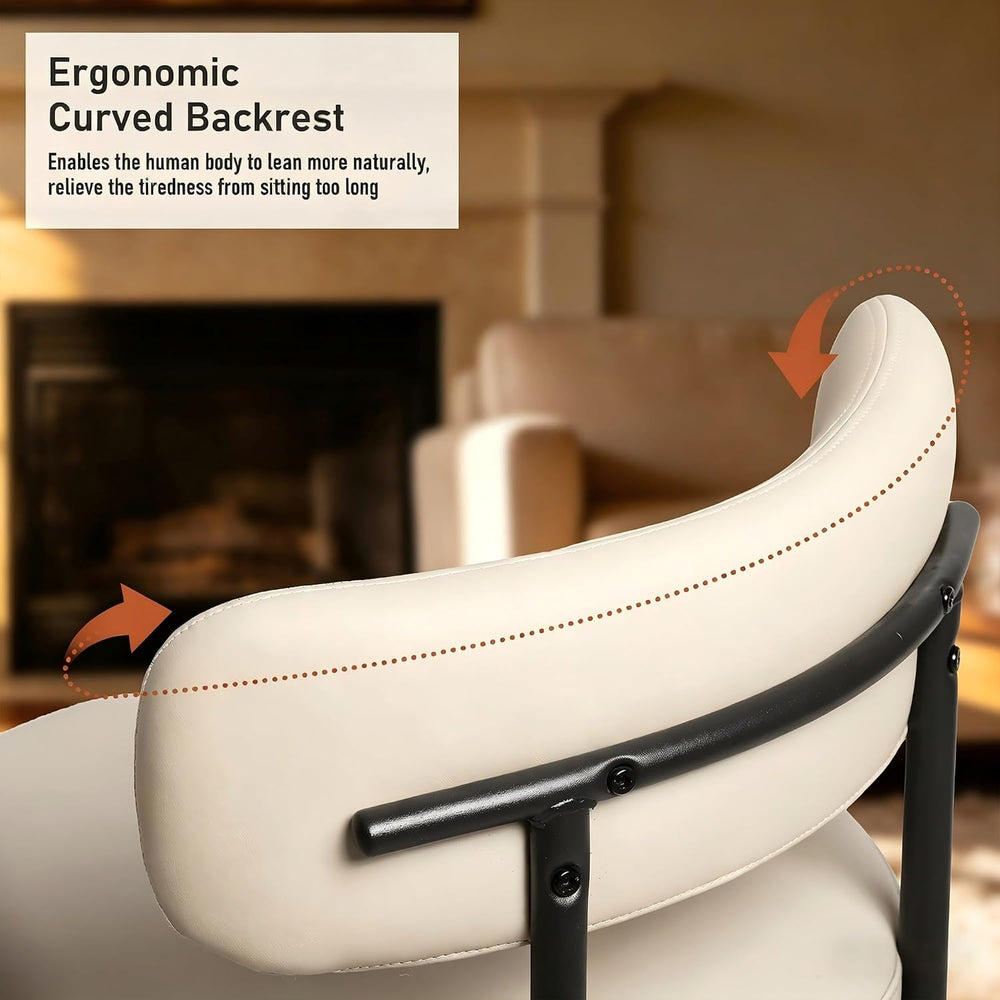 DYHOME Modern Dining Chairs Set of 2/PU Upholstered Dining Room Chair Cream