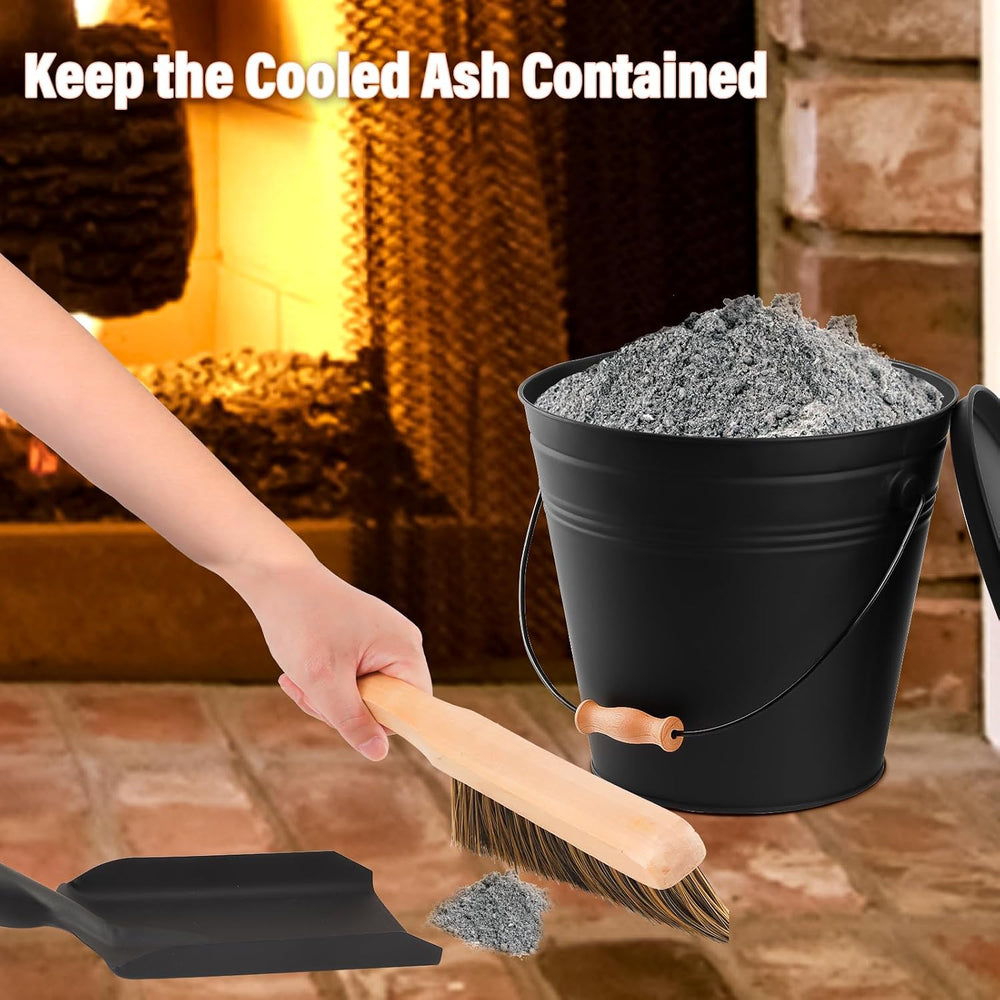FEED GARDEN 3.5 Gallon Ash Bucket for Fireplace with Lid, 16" Shovel &am...