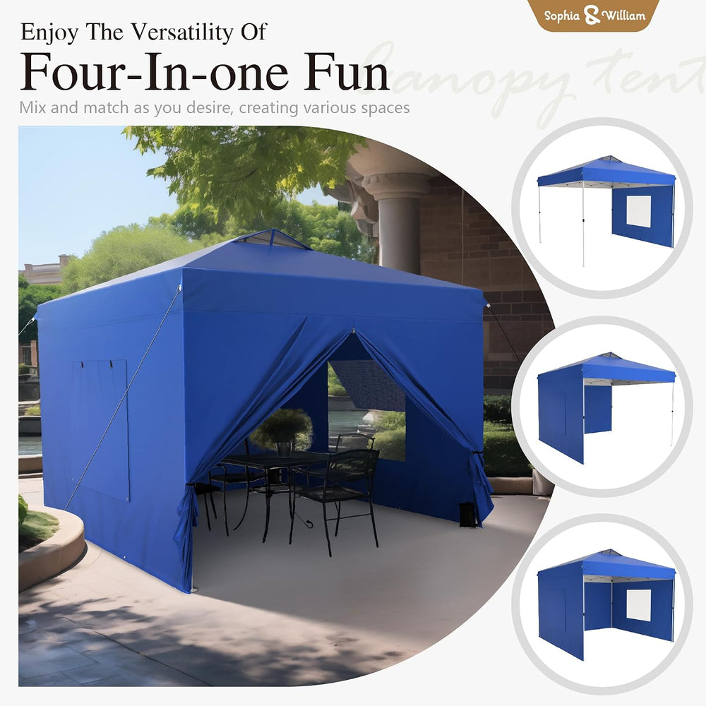 Sophia & William Canopy Tent 10x10 Pop Up with Sidewalls,Portable Shade