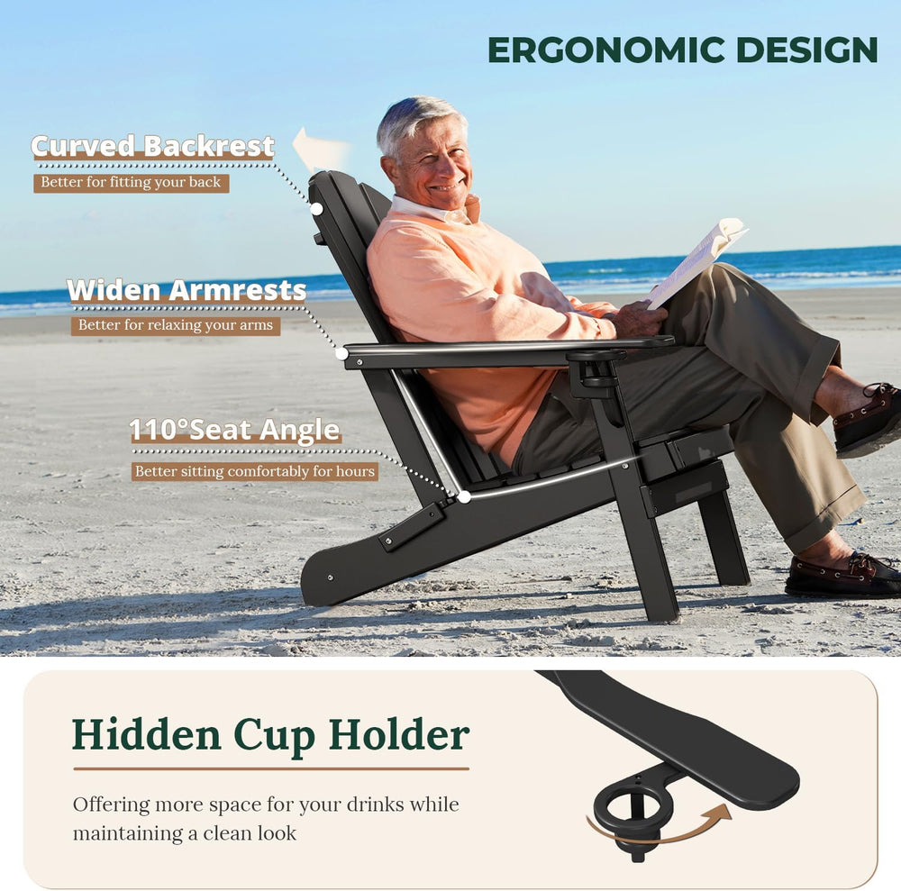 BRIOPAWS Folding-Adirondack-Chairs Set of 2 | HDPE Plastic | Fire Pit Chair |...