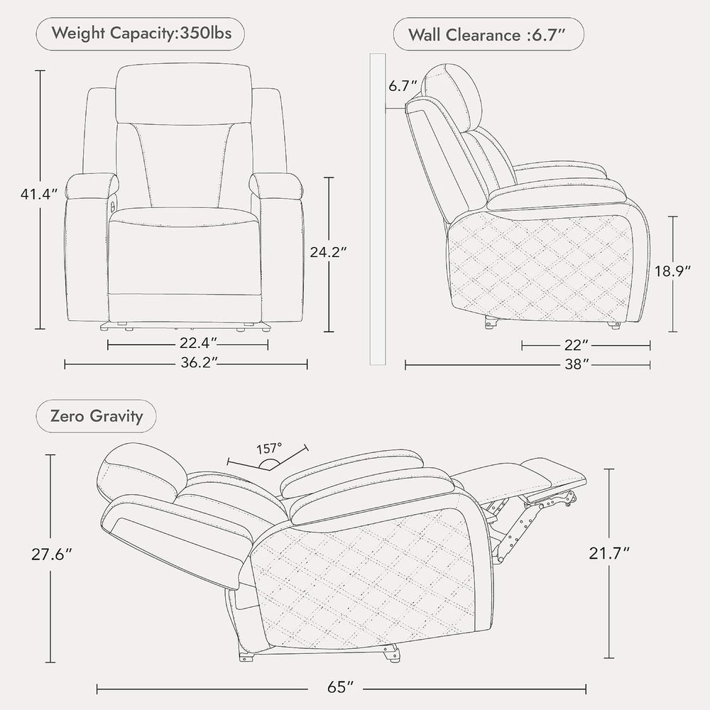 Watson & Whitely Zero Gravity Power Recliner Chair for Adults, Dark Brown