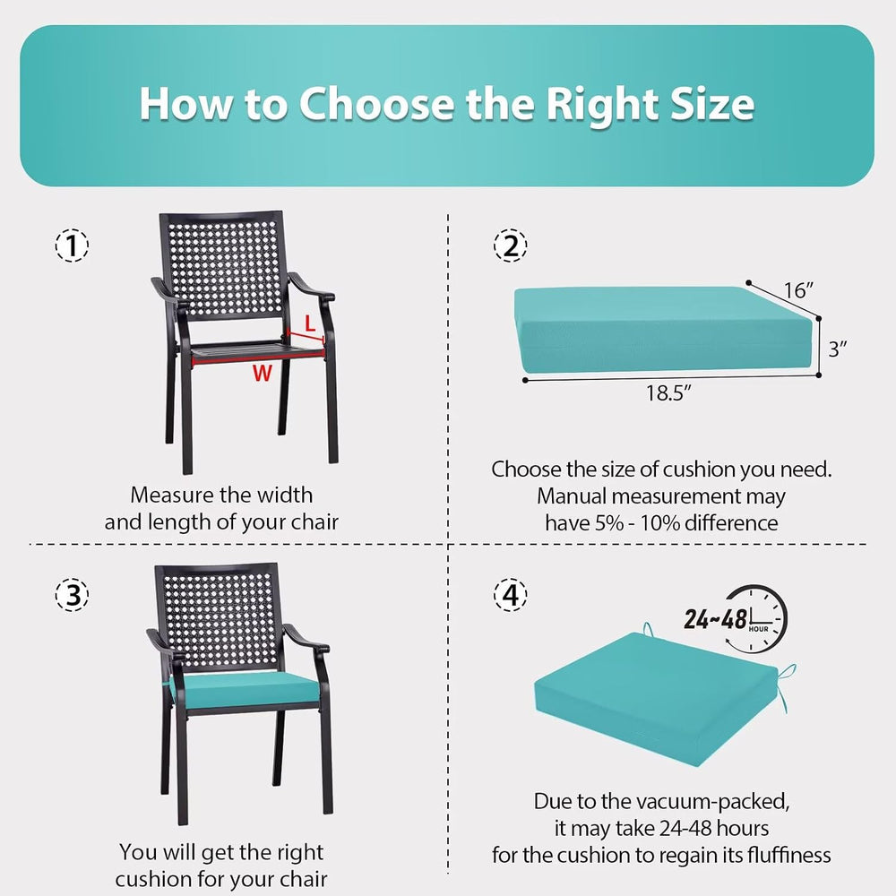 Outdoor Chair Cushion Set of 4, 18.5 x 16 Inch Patio Chair Cushions for Outdo...