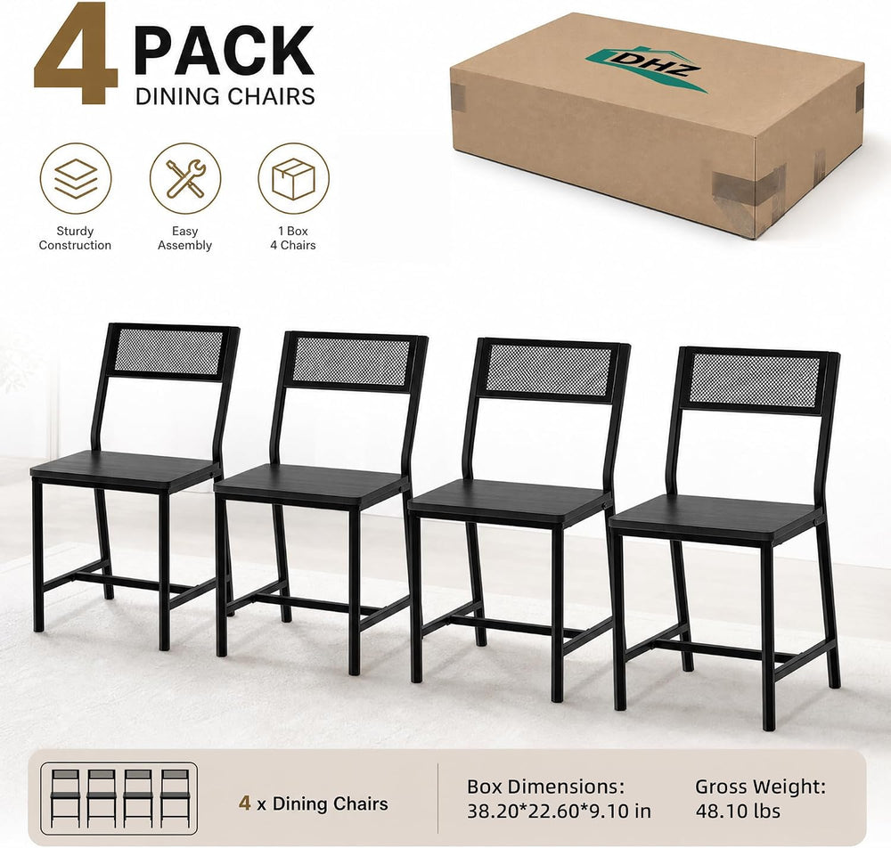 DHZ Dining Chairs Set of 4, Industrial Metal Mesh Dining Room Chairs with Bre...