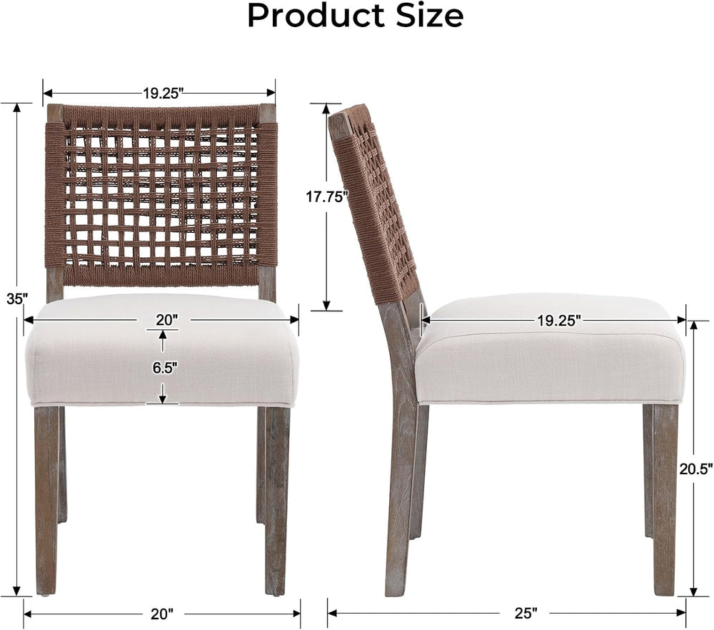 LZAREAL Farmhouse Dining Chairs Set of 4 Linen Fabric Upholstered Accent Side...
