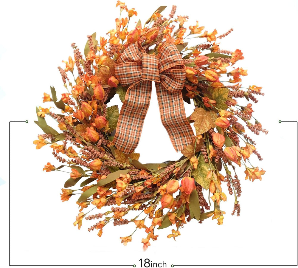 Idyllic 18 Inches Artificial Fall Wreath, Autumn Decoration with Berries &amp...