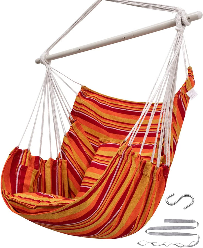 ADVOKAIR Hammock Chair Swing 500lbs Steel Bar 2 Cushions Multi Size