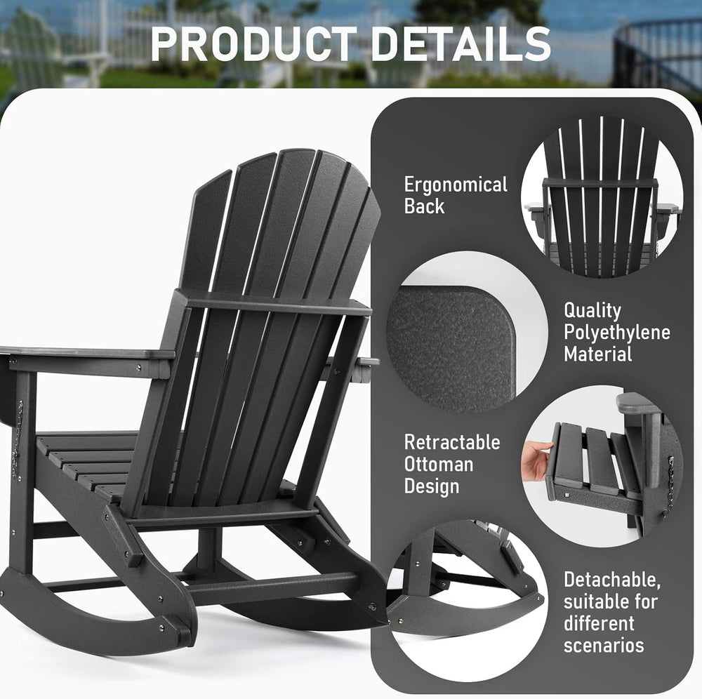 FUNBERRY Oversized Adirondack Rocking Chair, Porch Rocker 400LBS