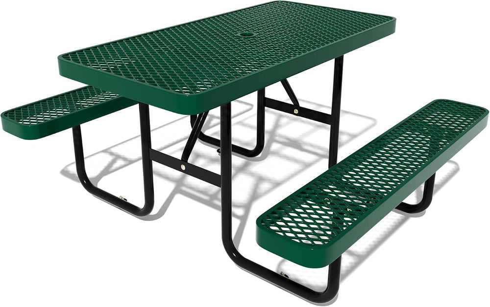 Picnic Tables for Outdoors,Commercial Metal Picnic Table Bench Set with Umbre...