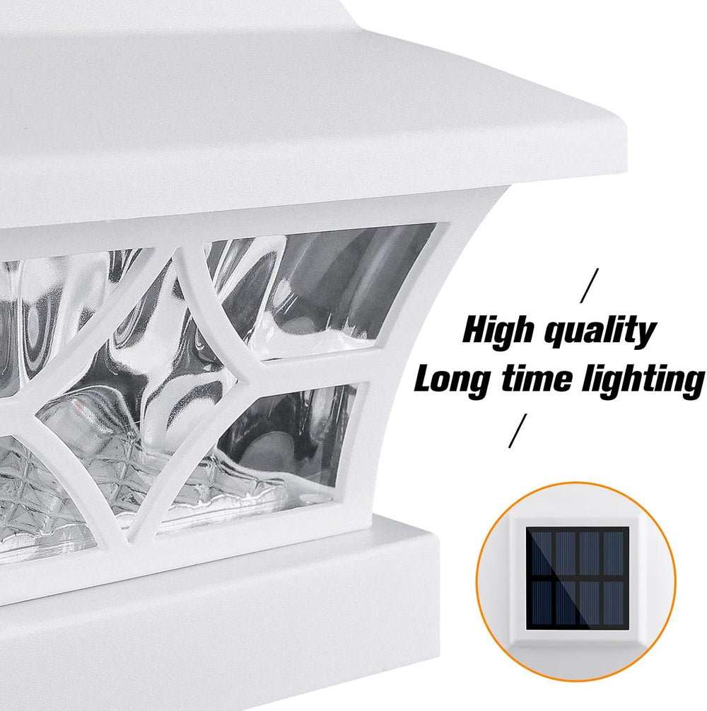 VOLISUN Solar Fence Post Cap Lights, Cool/Warm Modes Outdoor 4Pack, White