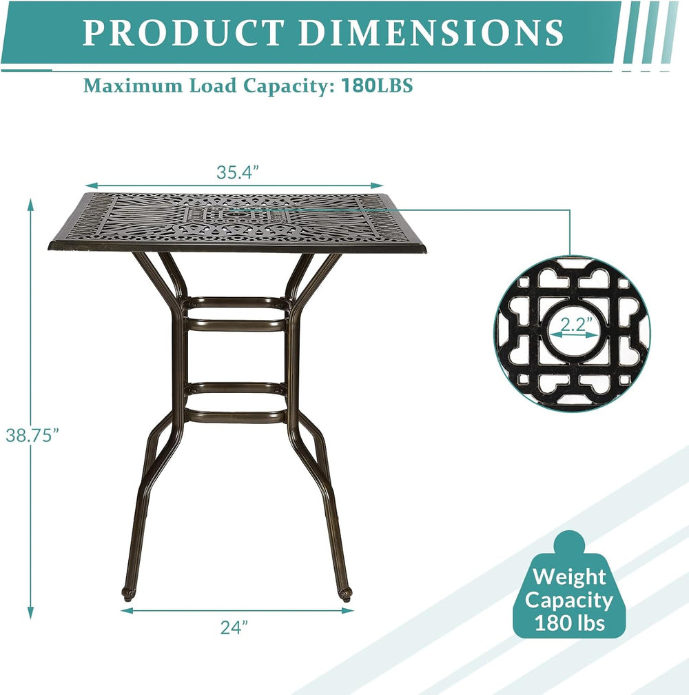 MEETWARM Patio Height Bar Table, 35.4" Bar Height Bistro Table, Outdoor ...