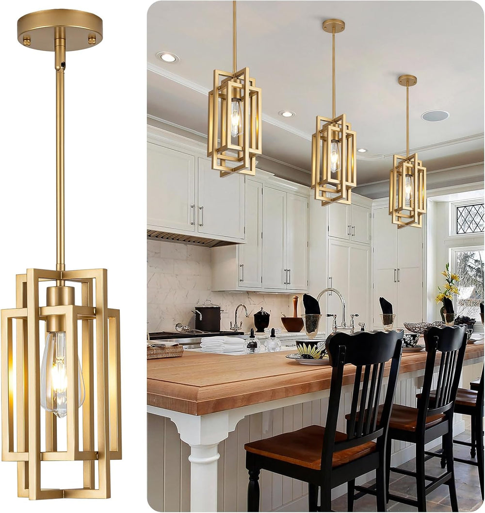 Farmhouse Pendant Light Fixtures, Gold Modern Pendant Lights 59'' Adj...
