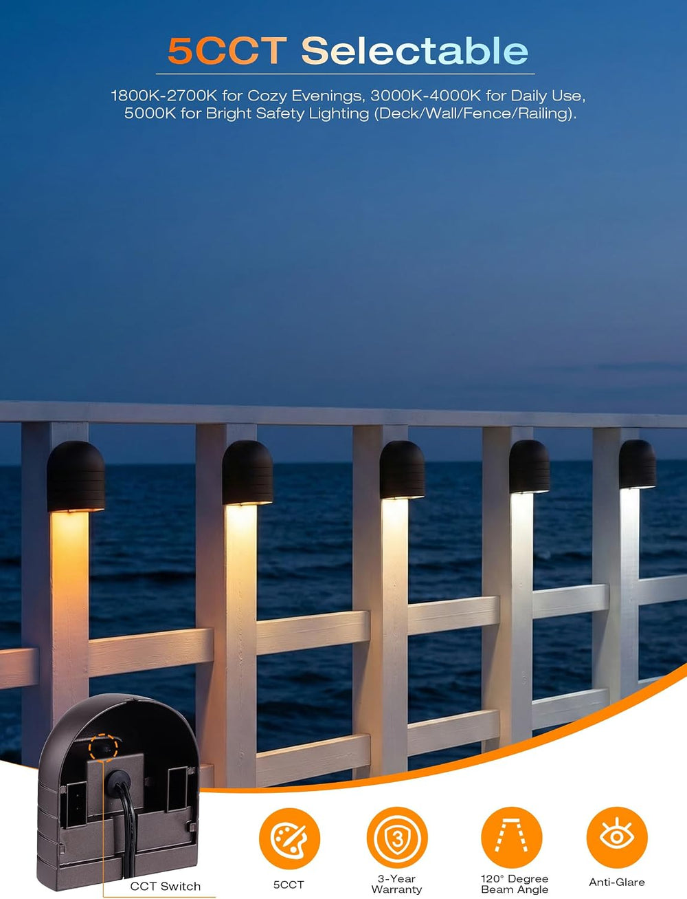 [12 Pack] CLOUDY BAY Low Voltage Fence Lights,12-24V AC/DC 5.5W LED Deck Ligh...