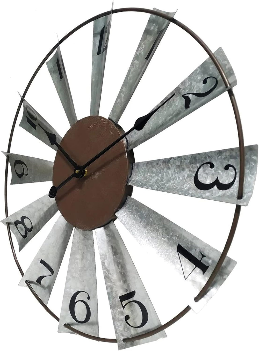 Evursua 24 Inch Modern Farmhouse Clock Large Metal Windmill Clock for Walls I...