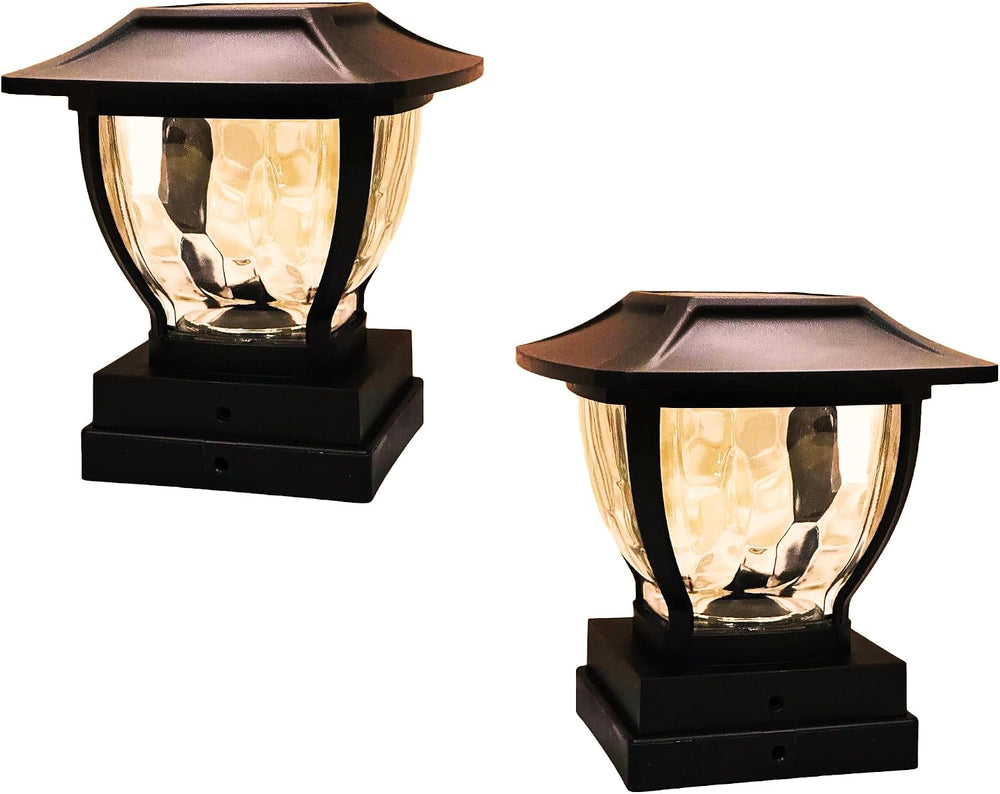 MAXSA 41681 Solar-Powered Wave Glass Post Cap and Deck Lights Dark Bronze