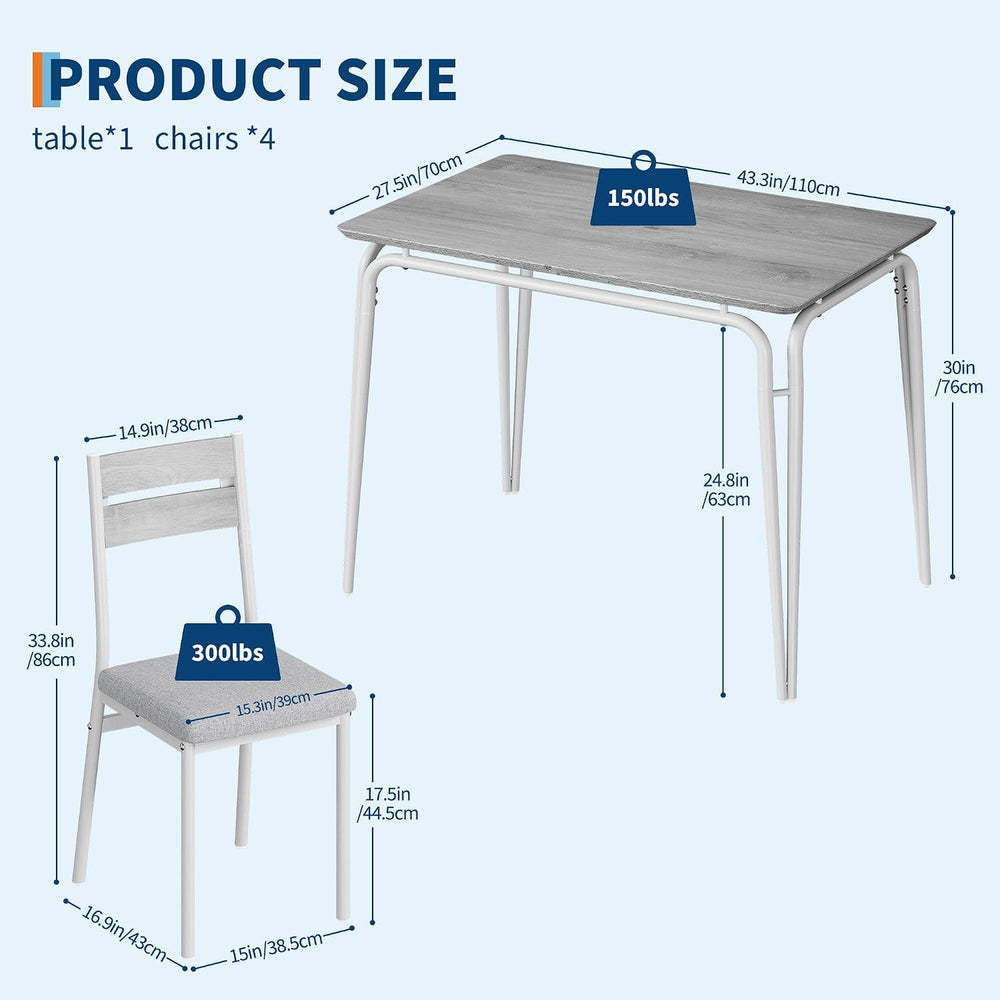 GarveeHome Dining Table for 2, Small Table and Chairs Set of 2, Square Dinett...