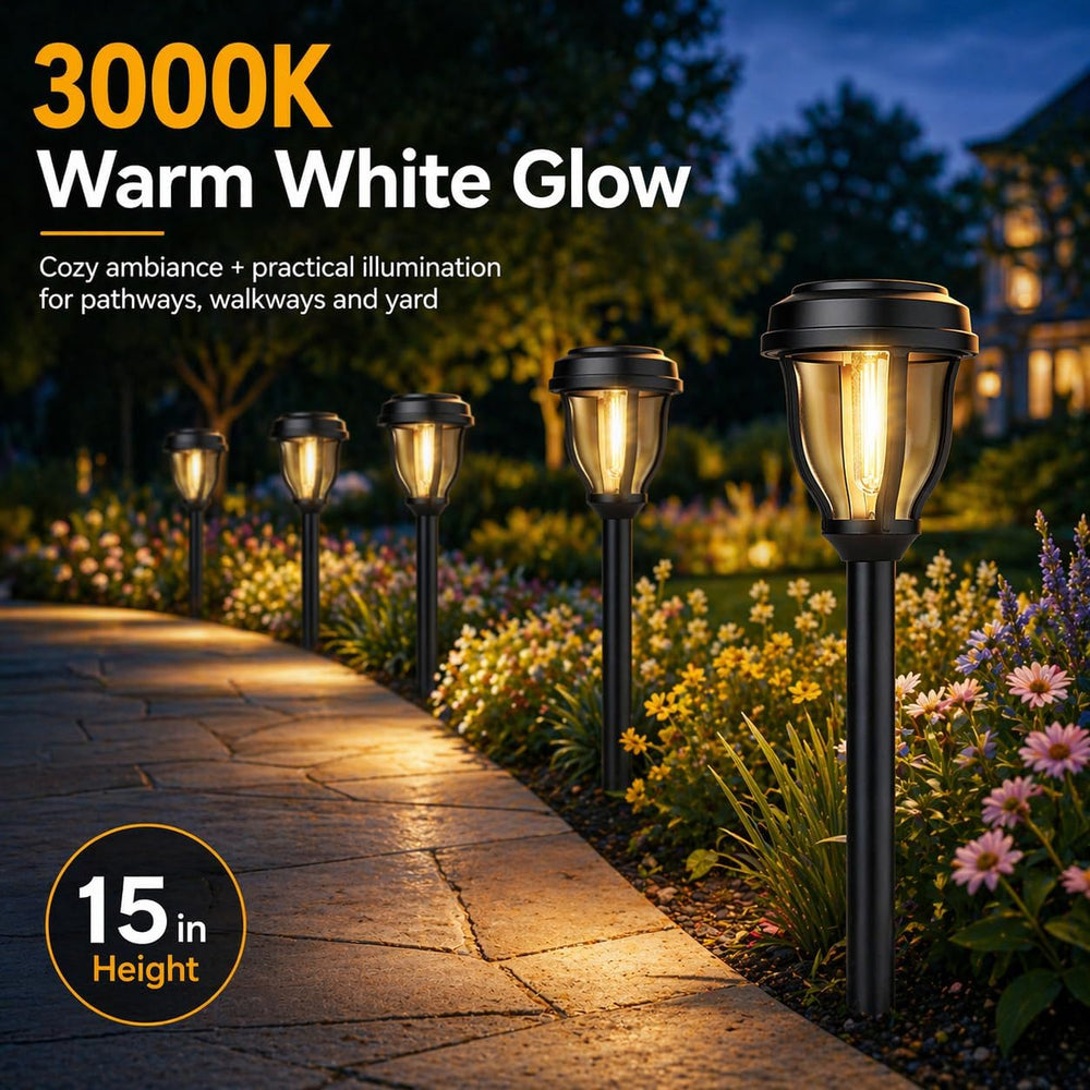DERAYSION 12 Pack Solar Lights Outdoor, Solar Pathway Lights Auto On/Off Wate...