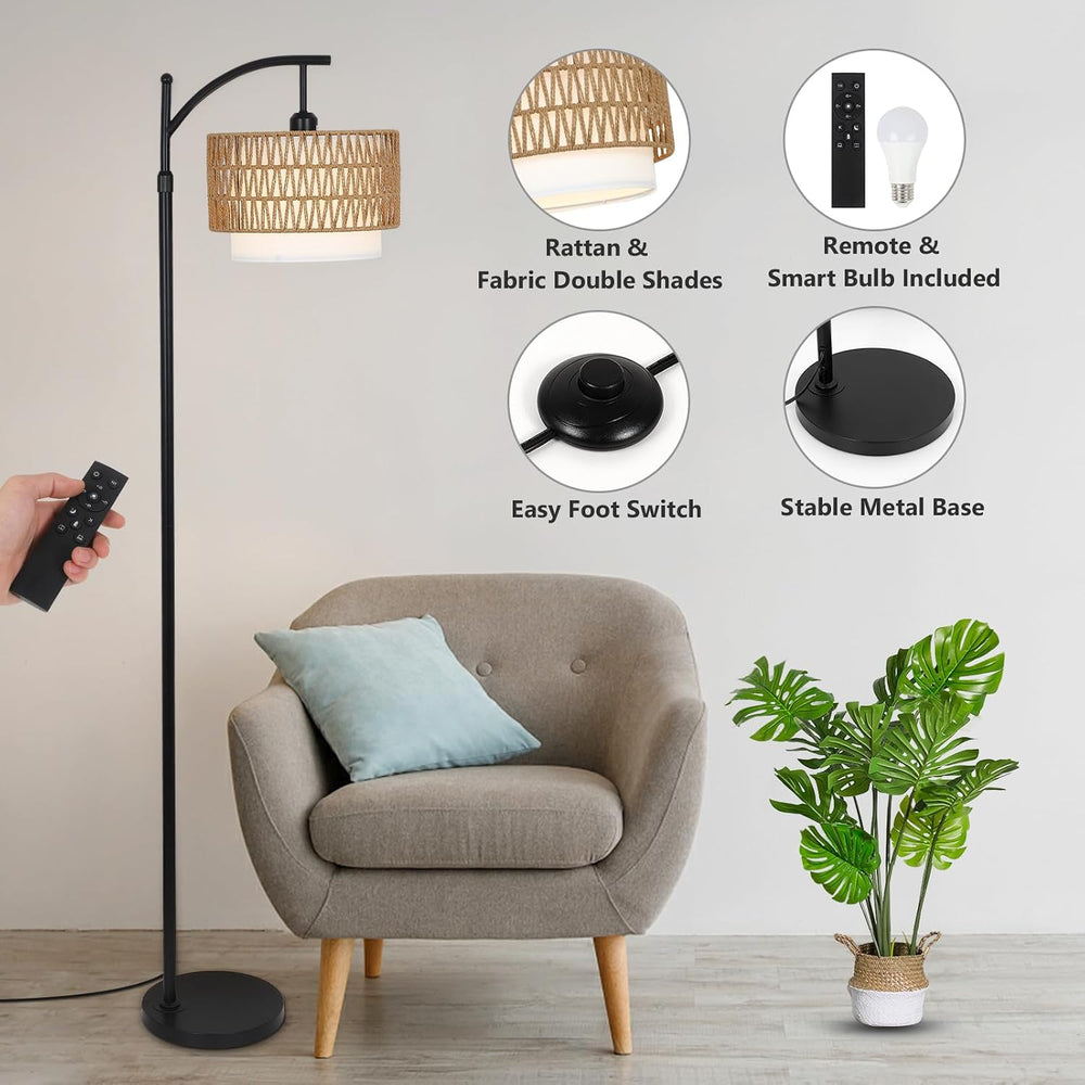 Arc Floor Lamp for Living Room with 3 Color Temperatures, Farmhouse Floor Lam...