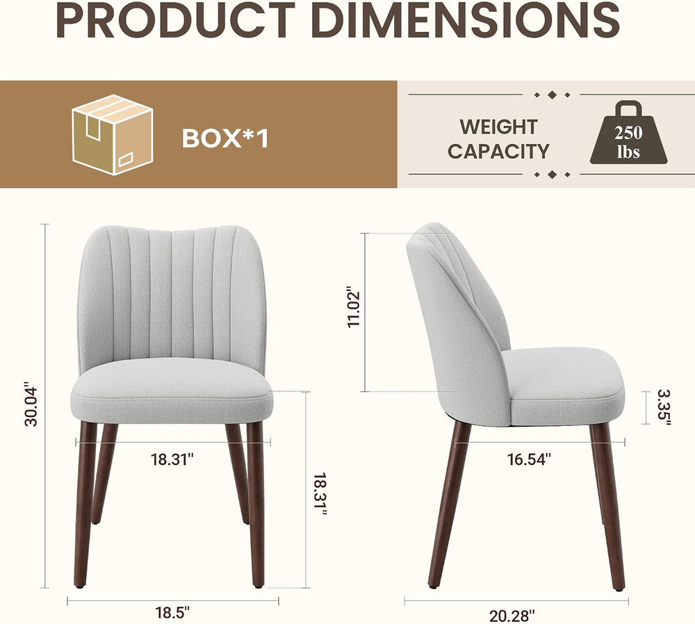 Upholstered Dining Chairs Set of 2, Modern Fabric Dining Chairs with Curved B...