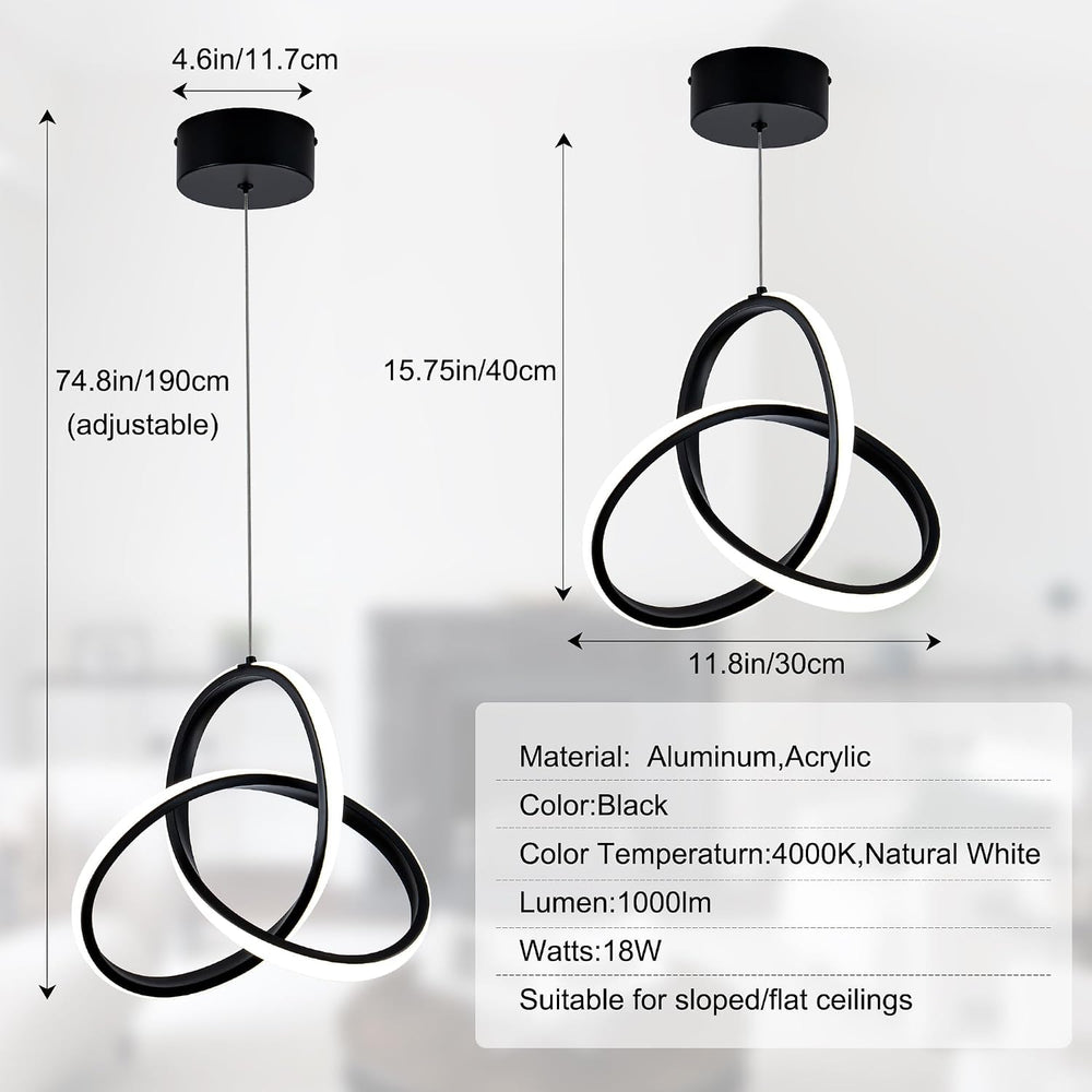 MAYNA Modern Spiral Led Chandelier,Modern Pendant Light 3 Pack (Black)