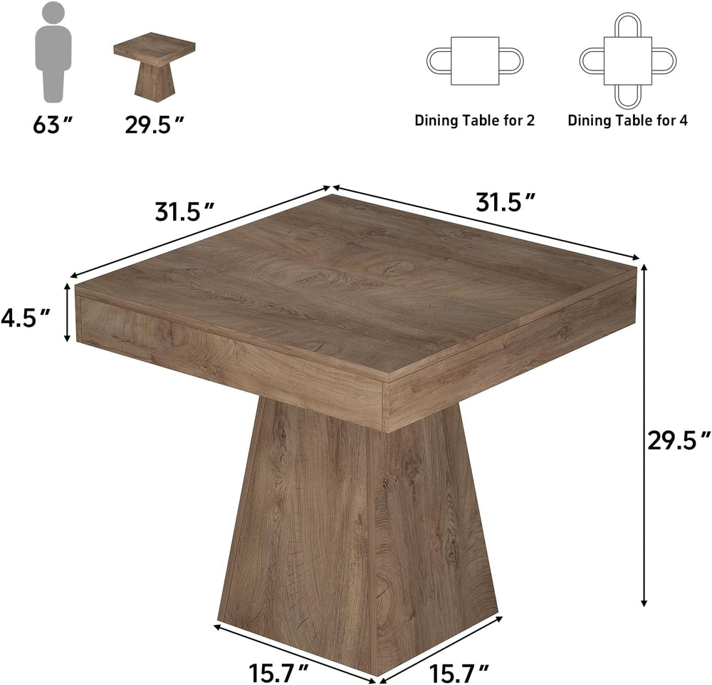 Small Dining Table, 31.5-inch Dinner Table for 2-4 People, Square Kitchen Tab...