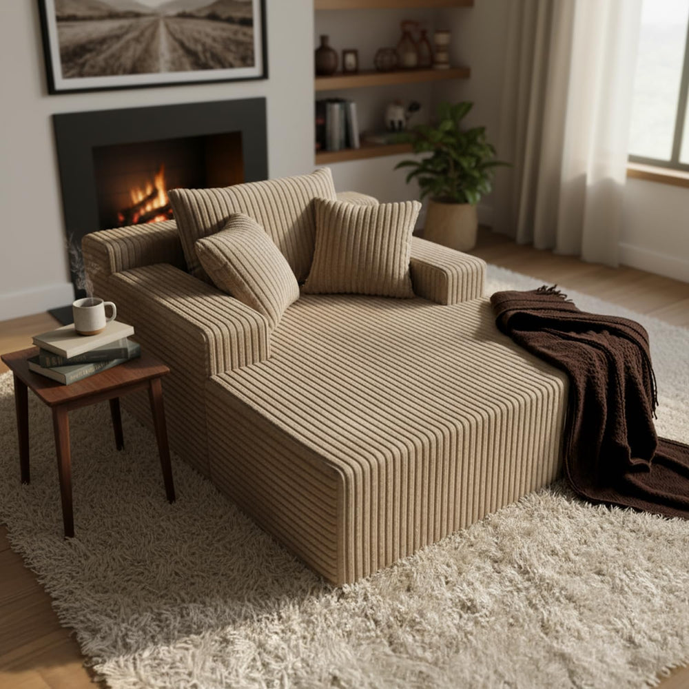 Sytopia Chaise Lounge with Armrests, Oversized Sofa Bed with 3 Pillows, Cozy ...