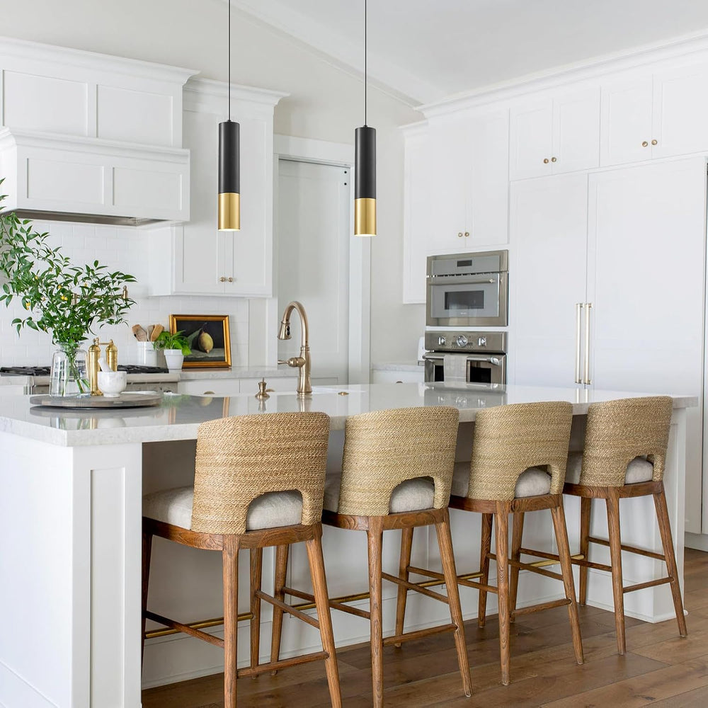 Modern Pendant Light Fixtures for Kitchen Island,2 Pack Black and Gold Pendan...