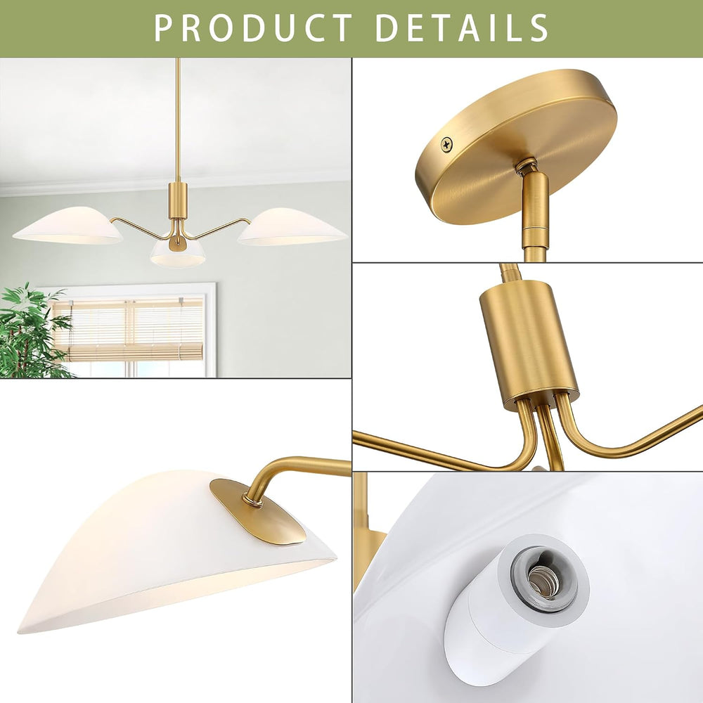 MEXO Modern Glass Chandeliers, Sputnik Chandelier Gold Pendant Lighting Fixtu...