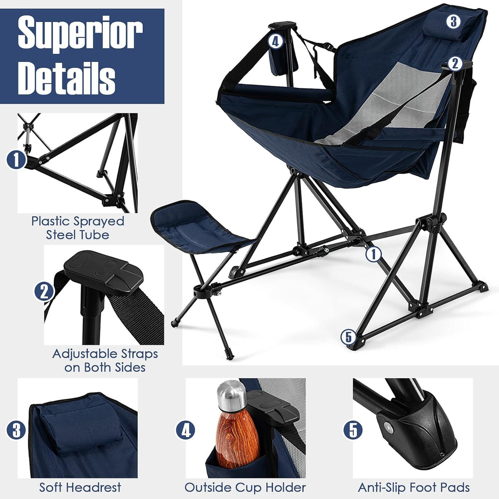 GIANTEX Outdoor Hammock Camping Chair - Rocking Chair with Removable Footrest...