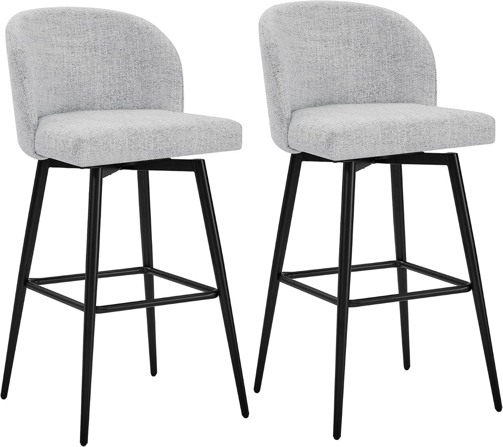 Watson & Whitely Swivel Bar Stools Set of 2, Fabric in White