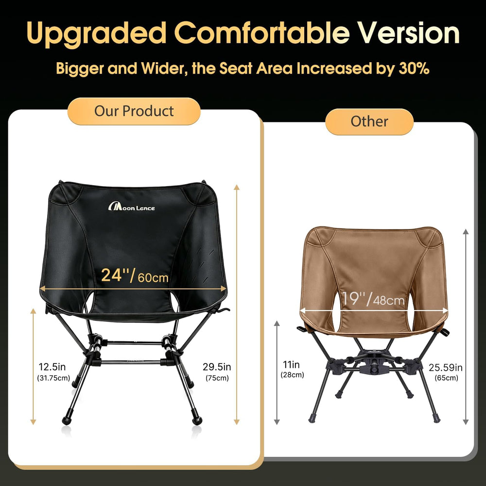 MOON LENCE Portable Camping Chair Plus, Larger & Roomier, Compact and Lig...