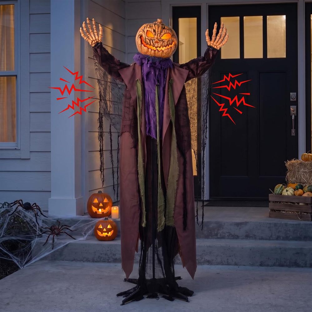 6FT Life-Size Standing Halloween Pumpkin Animatronic with Lights & Sounds