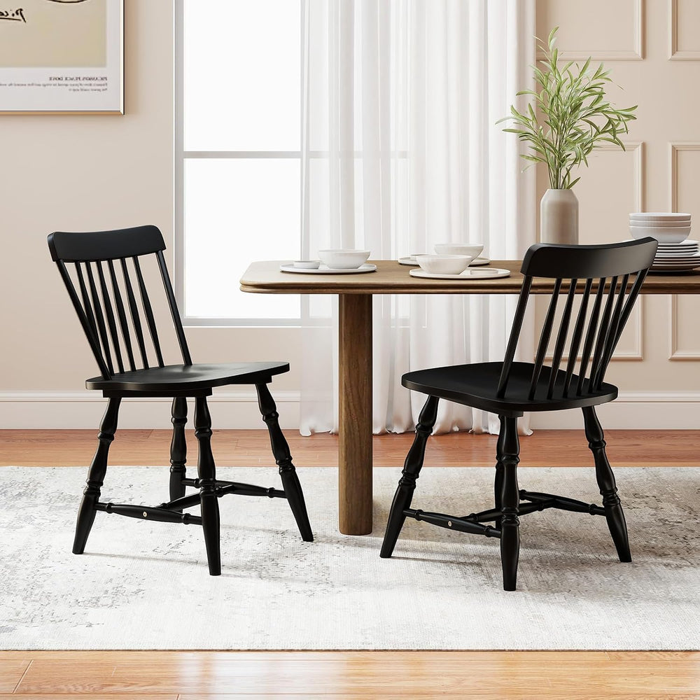 GIANTEX Windsor Dining Chairs Set of 4 w/Curved Spindle Back & Turned Legs