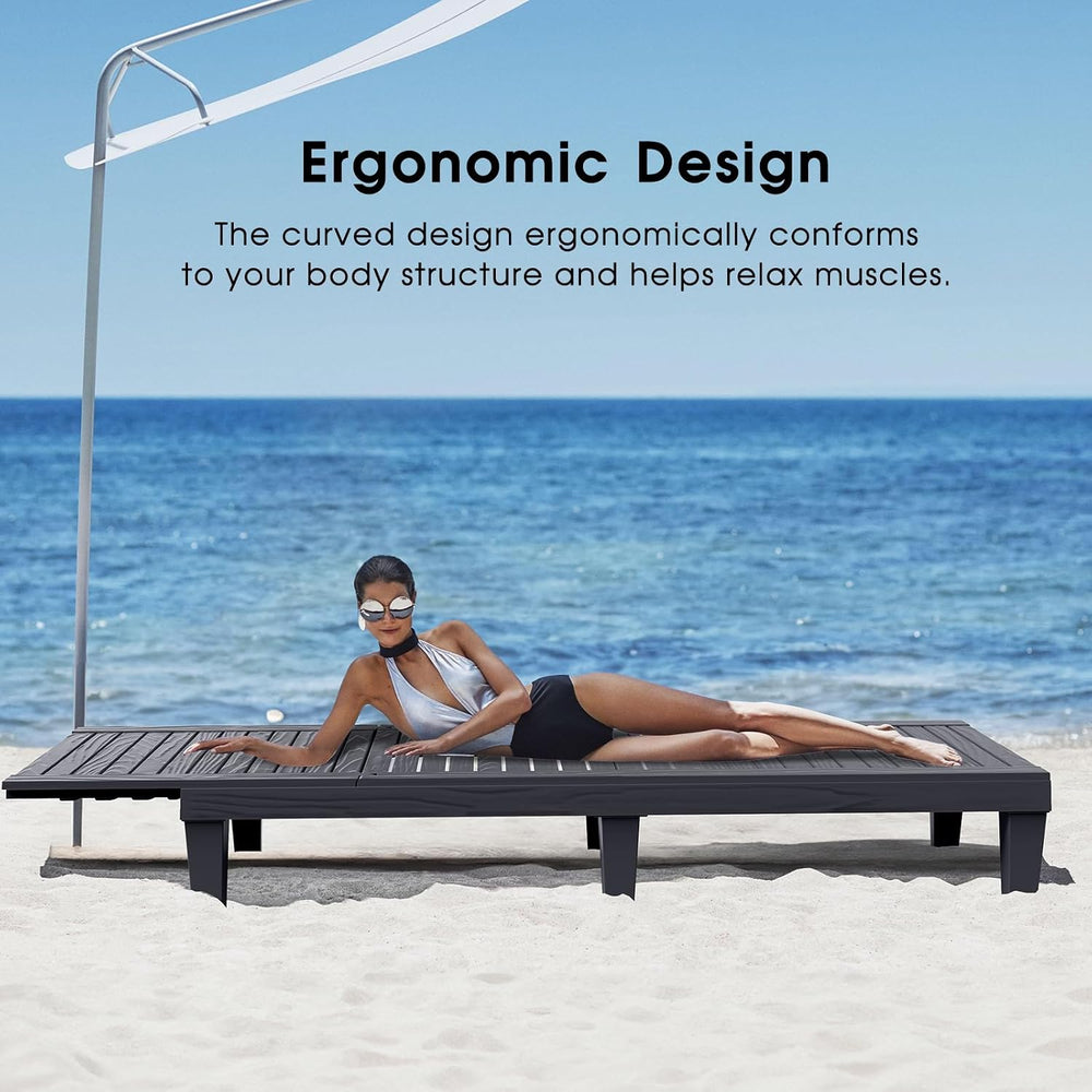 EasyUp Resin Chaise Lounge Chairs with 5-Position Backrest, UV & Fade-Res...
