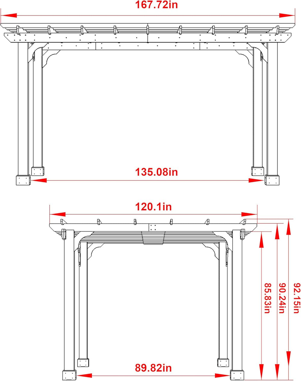 Yardenaler 10 x 14 FT Pergola, Cedar Wood Gazebo with Slatted Roof Trellis, O...