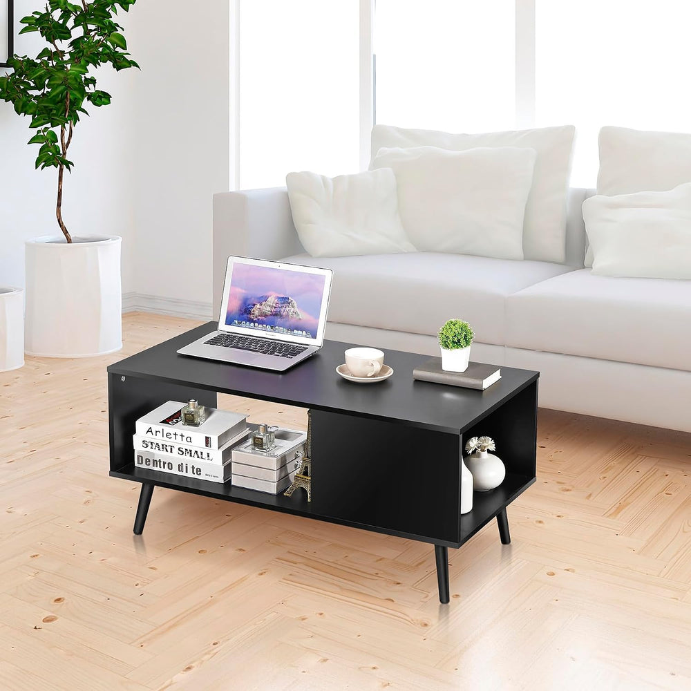ZenStyle Mid Century Modern Coffee Table, Wooden Retro Coffee Table with Open...