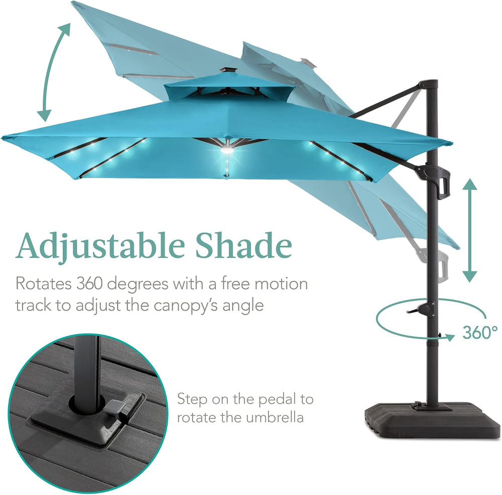 Best Choice Products 10x10ft Cantilever Patio Umbrella w/Base Included, Solar...
