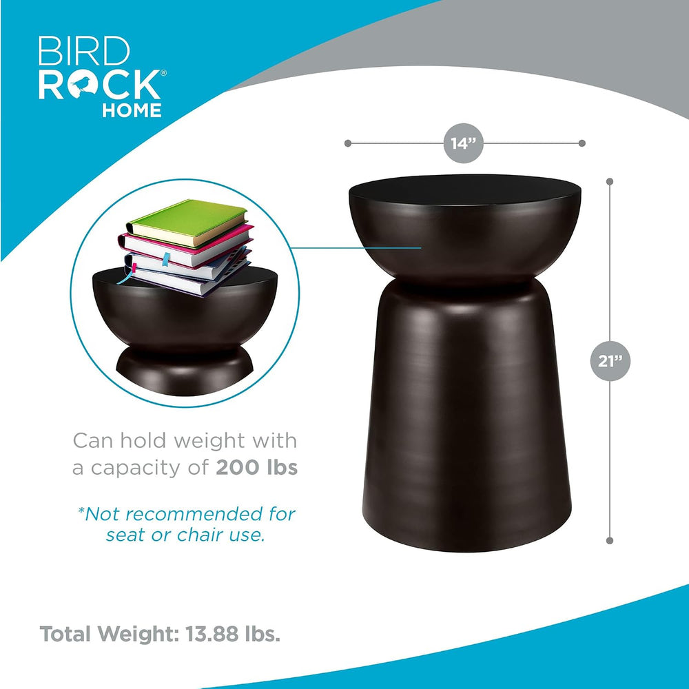 BIRDROCK HOME Metal Decorative Garden Stool and Outdoor Accent Side Table - M...