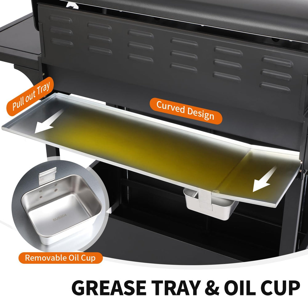 6-Burner Gas Grill with Side Burner, Griddle Combo, 69K BTU