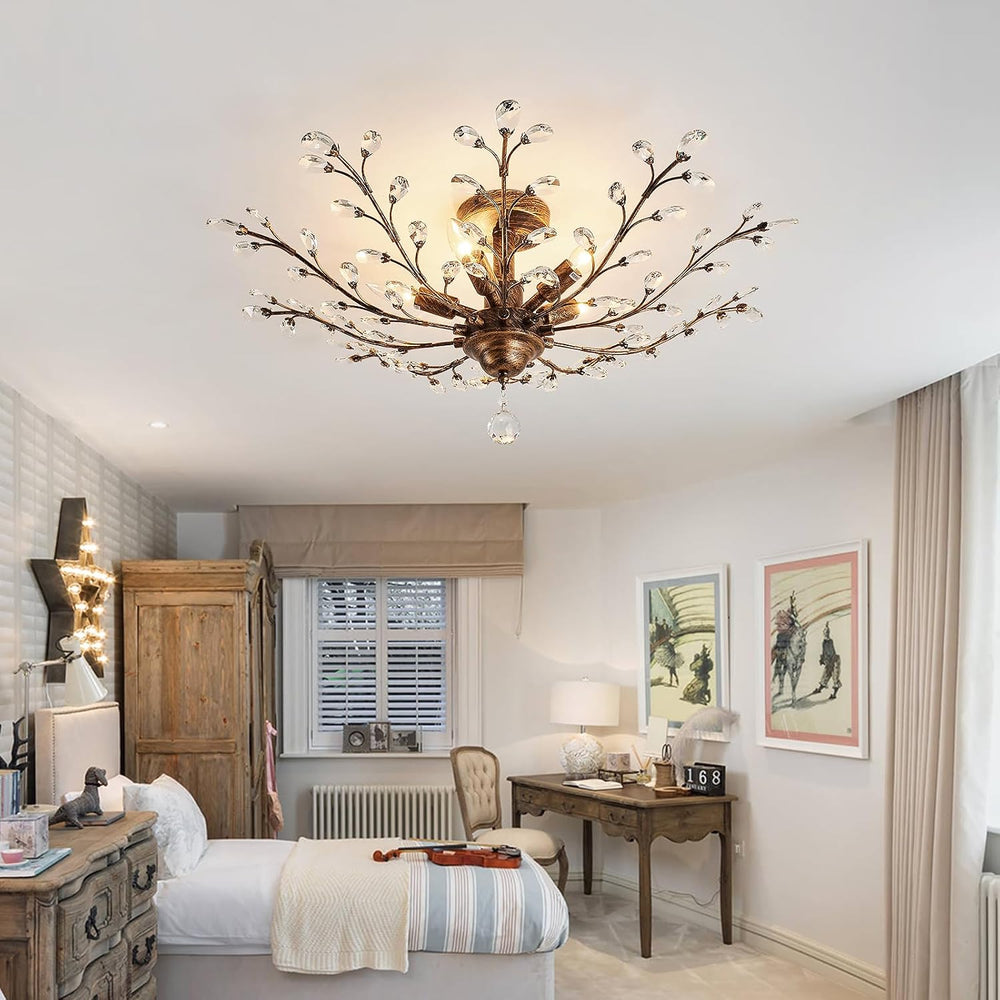 CVKASH 5 - Light Vintage Crystal Chandelier Modern Bronze Branche Ceiling Lig...