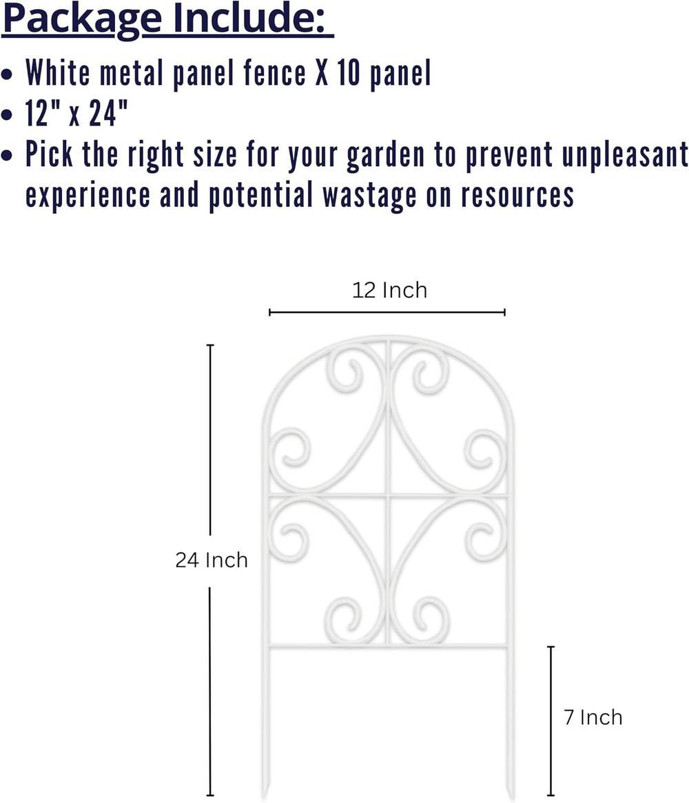 ShopLaLa Animal Barrier (10 Panels) 12x24in Rustproof White Metal Fences