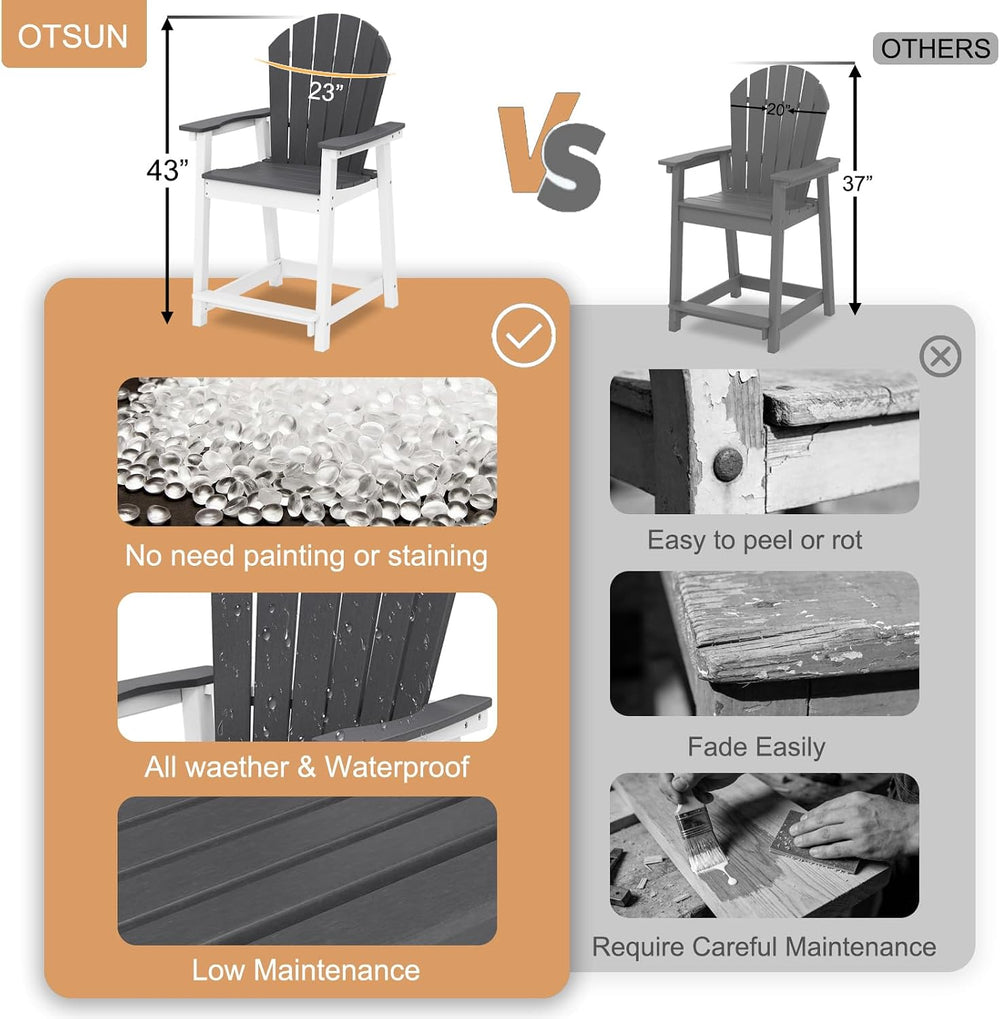 OTSUN Tall Adirondack Chairs (4, Black & White)