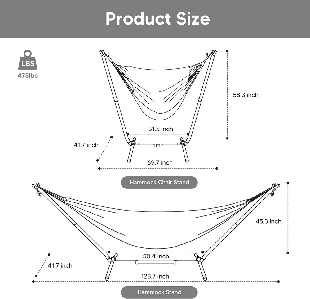 SUNCREAT 2-in-1 Hammocks Hammock Chair with Stand, Patented, Blue Stripe