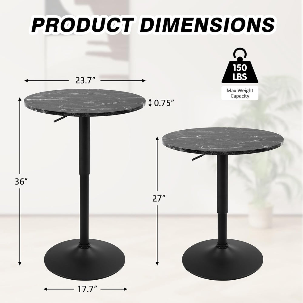 NOBPEINT Round Bar Tables, 360° Swivel Height Adjustable Bistro Pub Table wit...