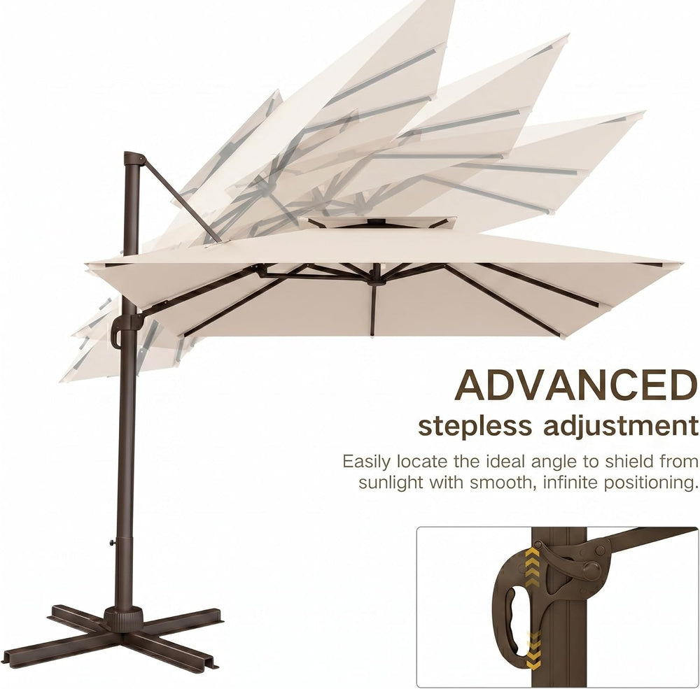 Kingdura 11' X 11' Cantilever Patio Umbrella with Double Top Vent, La...