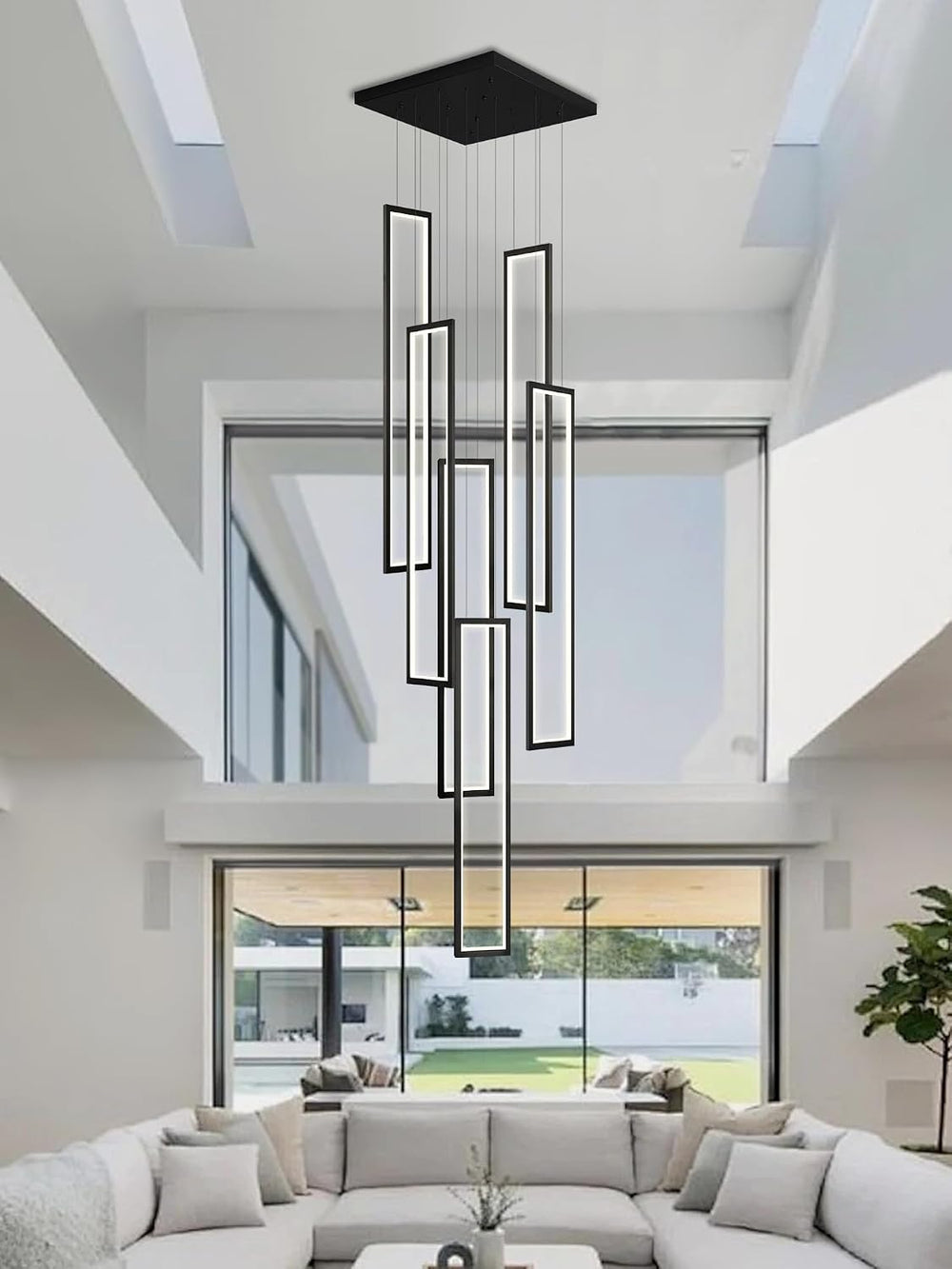 Flashing God Modern Led Chandelier,Black Chandeliers with 6 Ring for Foyer,La...