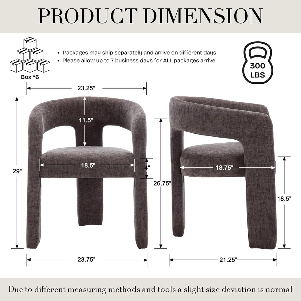 Modern Chenille Dining Chairs Set of 6, Upholstered Barrel Chairs with Arms C...