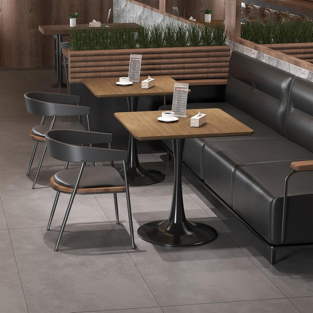 Walnut Square Tulip Table for 2, 24 Inch Small Dining Table with Pedestal